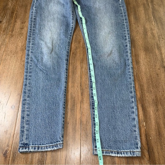 LEVI'S 501 High Rise Straight Leg Blue Jeans Ankle Blue - Picture 8 of 11